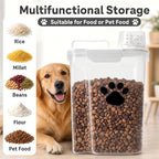 5-7Lbs Dog Storage Container with cleaning brush and Measuring Cup | Airtight Portable Pet Food Containers with Upgraded Large Spout and Cup for Dogs,Cats,Birds,2 Packs（3L+5L） White