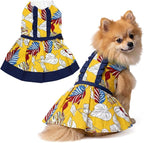 Parisian Pet Summer Dog Dress - Multicolor Clothes for Medium Dogs Girl - Pet Dress with Leaf Pattern - Stylish Printed Beach Dog Outfit - Lightweight Puppy Clothes - Sleeveless Dresses for Dogs