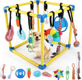 Puppy-Play-Gym for Small Dogs with 10 Dog Toys,19.5" Indoor-Jungle-Play-Gym | Removable Dog Enrichment Playground Interactive Dog Squeaky Toys Puppy Training Center, Adjustable PVC Frame for Puppies Cat