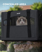Pecute Cat Carrier Stable, Pet Carrier with Privacy Partition,Dark Gray | Safe For Car Travel, Stable Steel Frame, Soft-Sided Pet Carrier Bag For Dogs And Cats Up To 15lbs, Foldable Design,XL.
