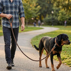Mile High Life Dog Leash Braided Cotton Rope w/Leather-Wrapped Ends/Handle | Rust-proof 360° swivel clasp, Heavy-duty for medium/large breeds. Great for weddings, daily walks (6 FT, 1/2", Camel)