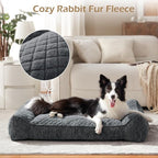 JOEJOY XL Orthopedic Dog Bed for Large Dogs - Extra Thick Foam Pet Bed Sofa with Bolster Sides, Large Sized Dog Couch Bed with Removable Washable Cover, Non-Slip Bottom, Grey (45"x32")