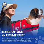 Dog Life Jacket — Premium Swim Vest with SafeChin Anti-Choke Collar | PAWS Aboard Red | RapidLift Rescue Handle, D-Ring, Reflective Trim | Boating, Kayaking, Pool | X-Large (80–110 lbs)