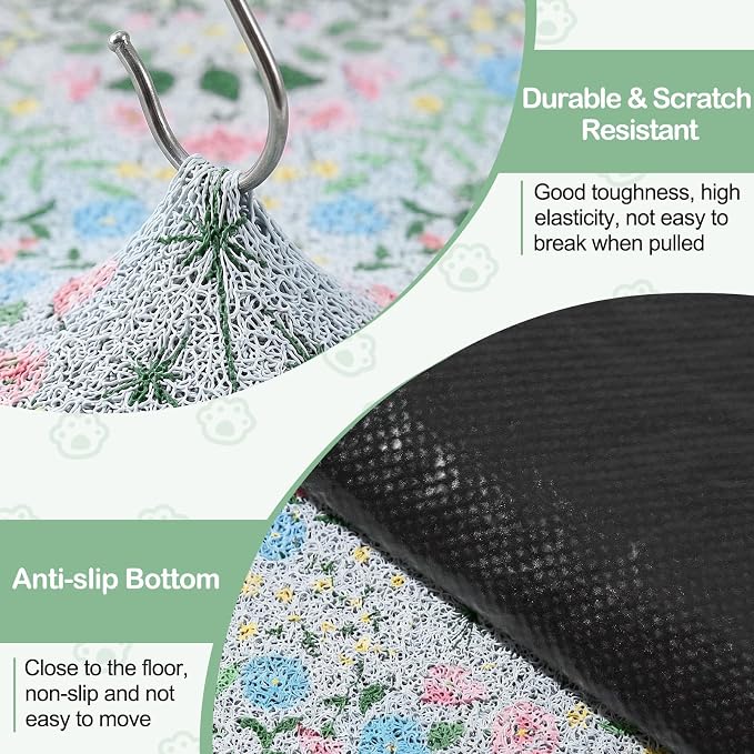 Glittme Cat Litter Mat, 24"x15" Non-Slip Washable Trapping Mat for Cats | Litter Trapping Mat With Thick PVC Coil To Catch Scatter, Soft On Paws And Waterproof Bottom To Protect Floors