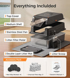 CATLIKE XXXL Stainless Steel Cat Litter Box - 3-Layer Urine Leak-Proof, Enclosed Design w/Charcoal Filter for Maine Coon & Multi-Cat Homes, Includes Metal Scoop & Extra Large Mat (2026 Upgrade)
