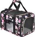 Petmolico Cat Carrier Soft-Sided Airline Approved, Large, Pink Peony | For small/medium cats & puppies up to 16 lbs, 3 open doors, travel-friendly pet bag