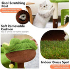 Woochpet Sunflower Short Cat Tree with Cat Scratching Posts Small Cat Tower | Cat Condo,Cat Perch,Cat Bed 3-in-1 Cat Scratcher for Small Cats and Kittens