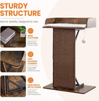 Modern Wood Cat Tree Tower for Indoor Large Adult Cats with Big Perch Bed | 33.8in Tall Wooden Cat Trees with Platform, Cat Scratching Pads, Washable Cushions, Cat Furniture for Window, Rustic Brown