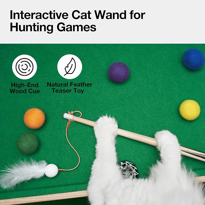 VETRESKA 4 in 1 Cat Toys Mini Pool Table, Gift for Cats, Feather Wand Toy Cat Billiard Ball Puzzle Toy, Pool Table with Scratching Post, Cat Interactive Exercise Play Rest Beds & Furniture | Cats Toys Gift, Feather Wand Toy Cat Billiard Ball Puzzle Toy...