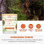 Pet House Candle Plant-Based, Clean Burning Long Lasting Scented Pet Odor Candle for Home - Evergreen Forest