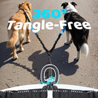 Hands Free Leash for 2 Large Dogs, No Tangle Waist Walking Bungee Leash, 6-8 FT Double Dog Leashes(50-150 lbs)