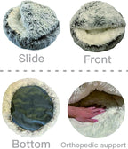 ShinHye Cat Bed Round Plush Fluffy Hooded Cat Bed Cave, Cozy for Indoor Cats or Small Dog beds, Soothing Pet Beds Doughnut Calm Anti-nxiety Dog Bed - Waterproof Bottom Washable (26×26inch, Coffee)