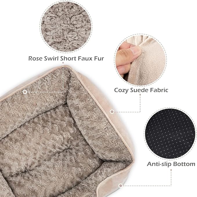 INVENHO XX-Large Dog Bed for Large, Medium, Small Dogs - Rectangle, Washable, Orthopedic, Soft, Calming, Durable Pet Cuddler with Anti-Slip Bottom - XXL (42"x30"x10")