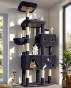 Globlazer Extra Large Cat Tower, 81-inch Tall Cat Tree for Big Cats 20 lbs, XXL Heavy Duty Cat Scratching Tower for Indoor Adult Cats with 3 Cat Condos, 8 Scratching Posts, F81, Dark Grey