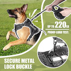 Service Dog Tactical Vest Harness and Leash Set Large Sized Dog Emotional Support- Tactical Dog Harness Training Collar with Name (Black, M)
