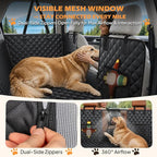 Hard Bottom Dog Car Seat Cover, Back Seat Extender for Dogs Holds 500lbs | Honeycomb board, Waterproof, Non-slip dog hammock for car SUV, Fits most cars, Dog seat belt, Mesh window & 2 storage pockets