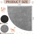Tinideya Corner Cat Litter Mat 31"x 31" Kitty Litter Box Trapping Mat Large Waterproof Corner Rug Non Slip, Easy Clean, Machine Washable(Light Gray)