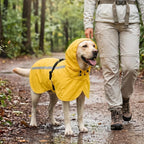 2-in-1 Dog Harness with Built-in Raincoat, Waterproof Packable Dog Rain Jacket, Reflective Adjustable Dog Rain Coat with Leash Portal, Royal Blue Harness/Bright Yellow Raincoat, Small