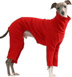 D Doggy Star Italian Greyhound Clothes Stretchable Onesie Whippet for Dog (3XL,Ribbed Red)