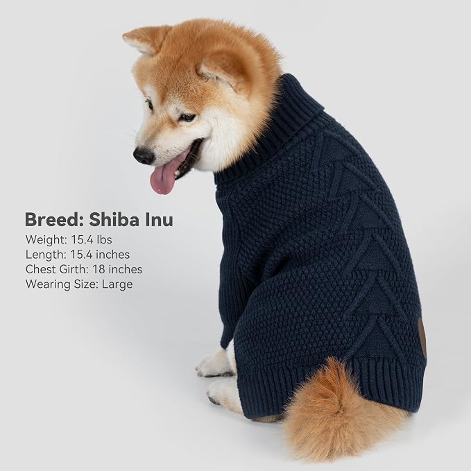 cyeollo Dog Sweater Long Sleeve Knitted Turtleneck Pullover Warm Clothes | Ultra Soft Warm Knit, Full Coverage, 4-Way Stretch for Easy Movement, Easy On & Off, Winter Daily Wear for Small Dogs