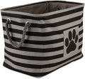Bone Dry Pet Storage Collection Striped Paw Patch Bin, Black, Large Rectangle
