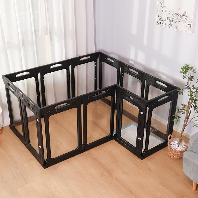 Clear Dog Playpen Extension Panels, 2 Pack, Height 24 inch, Black