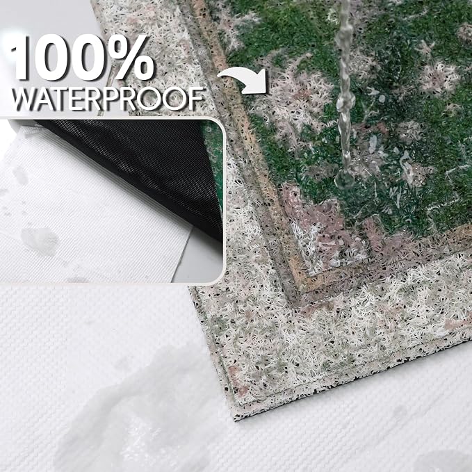 Cat Litter Mat Litter Trapping Mat, 24"x15" Waterproof Urine Proof Litter Box Mat Catcher Mat Non-Slip Washable for Kitty Kitten, Green