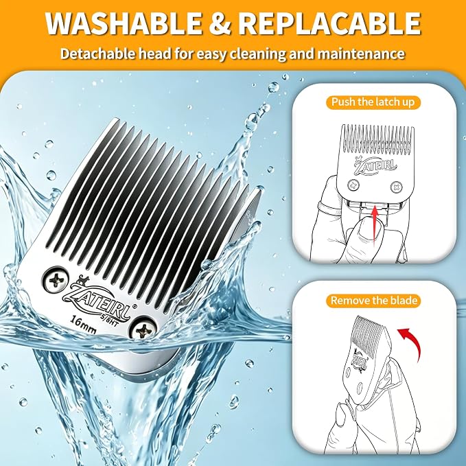 Size 5/8HT Detachable Pet Grooming Clipper Blade with Ceramic Cutter, 16mm 5/8 Inch Cut Length, Silver, Compatible with Andis, Oster A5, Wahl KM10, 1 Pack
