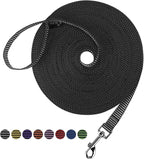 Hi Kiss Dog/Puppy Obedience Recall Training Agility Lead - 15ft 20ft 30ft 50ft 100ft Training Leash - Great for Training, Play, Camping, or Backyard(100ft,Black_White)
