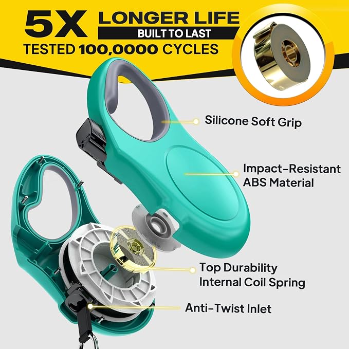 Fida Retractable Dog Leash with Dispenser and Poop Bags, 16 ft Pet Walking Leash for Large Dog up to 110 lbs, Anti-Slip Handle, Tangle-Free, Reflective Nylon Tape (L, Teel)