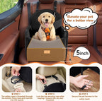 Dog Car Seat for Medium/Small Dogs, Dog Booster Car Seat, Pet Booster Seats Up to 40lbs with Waterproof Layer, 3 Storage Pockets and Safety Belt (Black)