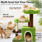 Woochpet Sunflower Short Cat Tree with Cat Scratching Posts Small Cat Tower | Cat Condo,Cat Perch,Cat Bed 3-in-1 Cat Scratcher for Small Cats and Kittens