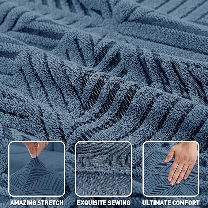 ZNSAYOTX Stretch Couch Cover, 1 Piece Sofa Covers for 2 Cushion Couch, Jacquard Loveseat Slipcovers with Elastic Bottom Thickened Furniture Protector for Dog Cat Pet (Medium, Dark Grey)