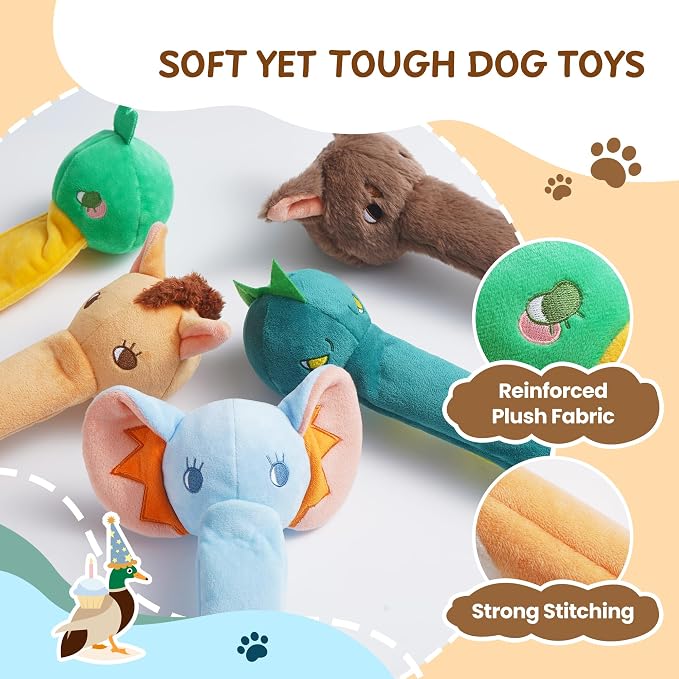 Nocciola Dog Squeak Toys 3pcs, Dog Toys to Keep Them Busy for Aggressive Chewers, Hide and Seek Crinkle Dog Toy for Large Dogs, Long Face Wild Animals Playground Series