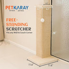 PETKARAY Couch Corner Cat Scratcher, 28'' Corner Scratching Post Cat Wall Scratcher, Sisal Scratch Pad for Sofa, Wall Furniture Protector with Toy Ball