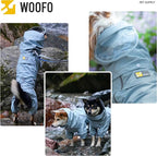 WOOFO Full-Coverage Dog Raincoat, Lightweight, Comfortable, Adjustable & Easy to Wear Dog Rain Jacket, Detachable Cap, Reflective Strip (Grey, Small)