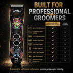 Kenchii Flash 5 Professional Dog Grooming Clippers, Cordless 5-Speed Pet Hair Trimmer for Thick Coats & Matted Fur, Quiet Heavy Duty Clipper, 5-in-1 Adjustable Blade, LCD Display, USB-C (Wolf Edition)