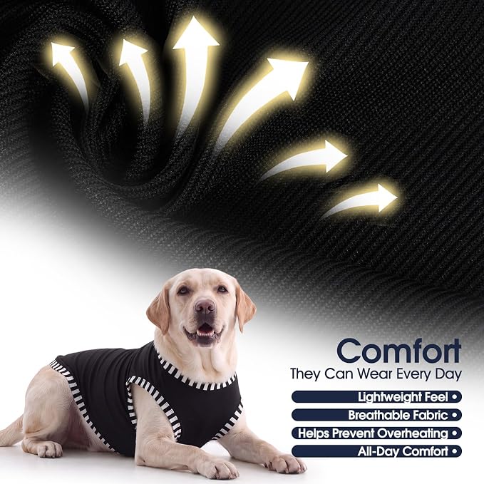 IECOii 2 Pack Dog Surgery Recovery Shirt Sleeveless Lightweight Dog Tshirt | T-Shirts with Stretch Fit,Gentle on Sensitive Skin,Anti-licking for Hot Spots,Shedding Control Tee,For Small to Giant Dogs