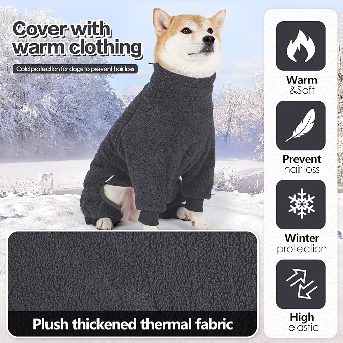 Fleece Dog Sweater for Small Medium Large Dog for Run Walk Sleep Winter Jacket & Windproof Clothes Coat XS Grey