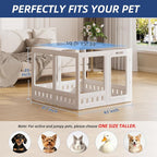 Clear-air Dog Playpen, Expandable Acrylic Dog Playpen for Small Dogs, Transparent Clear Dog Play Pen Indoors Puppy Enclosure, 35", 8 Panels, White