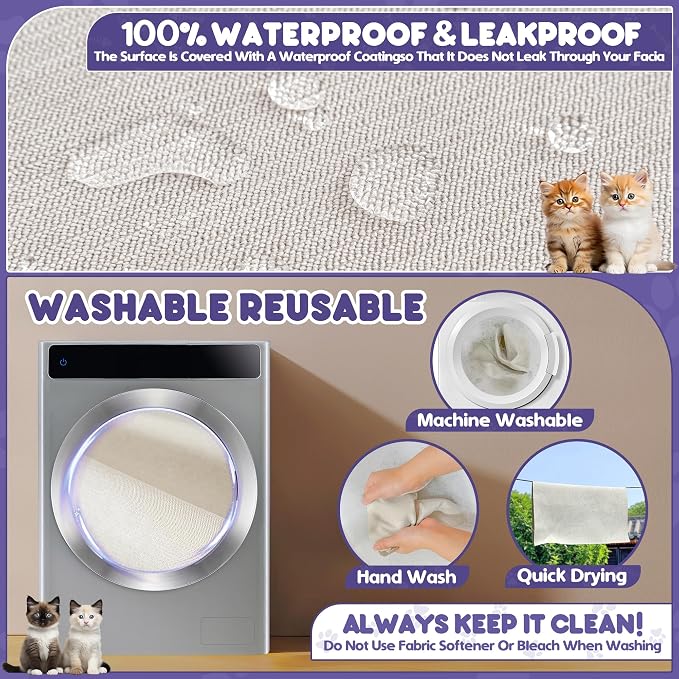 Loiion Cat Scratch Proof Furniture Protector Waterproof Sofa Cover 118"x71" | Pet-Friendly Couch Protector, Anti-Scratch & Anti-Slip Sofa Cover For Cats Dogs Kids, Machine Washable
