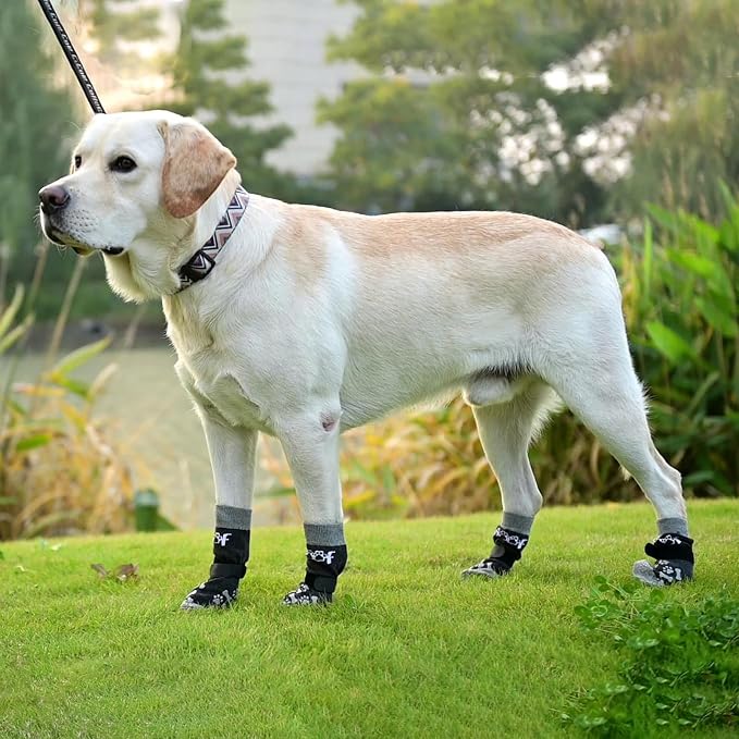 KOOLTAIL Dog Socks Shoes for Hot Pavement to Prevent Licking Paws, Winter Dog Boots&Paw Protector for Hardwood Floors Anti Slip,Traction Control Grip Booties for Small Medium Large Senior Dog,Black XL