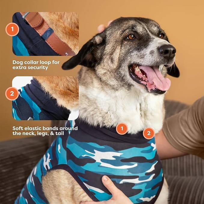 Suitical Recovery Suit Dog, Large, Blue Camouflage