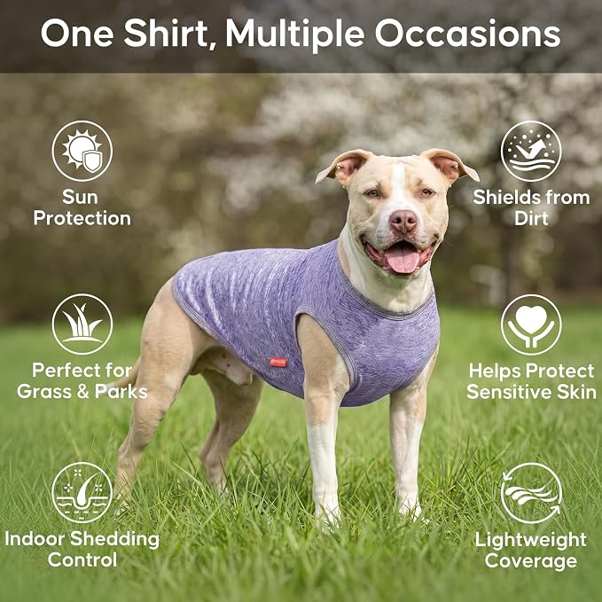 KYEESE 2 Pack Dog Shirts Quick Dry Soft Stretchy Pet T-Shirts with Reflective Label Tank Top Sleeveless Vest Sun Protection Dog Clothes for Small Dogs, Small, Purple+Pink