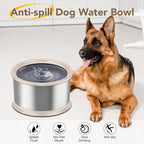 4.5L/1.2Gal Dog Water Bowl, No Spill Stainless Steel Slow Water Bowl for Medium Large Dogs, Large Capacity Splash Proof Slow Drinking Water Bowls with Anti-Slip Mat for Mess Drinkers, Beige