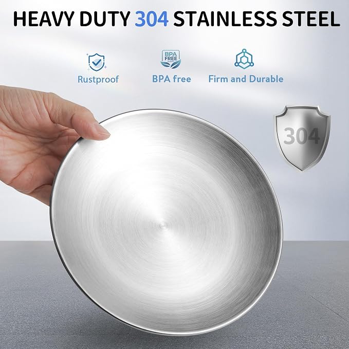 WROSWT Elevated Cat Bowls, 304 Stainless Steel Raised Cat Dishes, Extra Wide Shallow Cat Bowl for Whisker Fatigue Relief & Flat-Faced Breeds, Anti-Vomiting Kitten Feeder with Detachable Stands, 2 Set