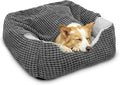 GASUR Dog Beds for Large Medium Small Dogs, Rectangle Cave Hooded Blanket Puppy Bed, Luxury Anti-Anxiety Orthopedic Cat Beds for Indoor Cats, Warmth and Machine Washable (35 inches, Grey)