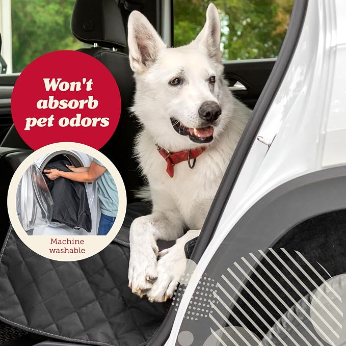 Lusso Gear Car Seat Cover & Protector for Dogs - Non-Slip Waterproof Seat Covers for Trucks & Cars - Universal Fit Dog Backseat Protector - Machine-Washable Pet Travel Accessories - Gray, Large