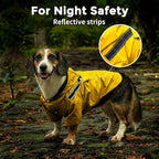 JoyDaog Dog Raincoat with Hood, Waterproof Dog Rain Jacket for Small Dogs | Waterproof dog rain jacket with hood and pockets for rainy walks, outdoor activities and everyday protection,Yellow S