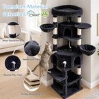 Cat Tree, 81.1" Skyward Corner Cat Tower for Large Cats VCT031G | Space-Smart Cat Furniture with Diamond Hideout, Grand Platform, Firm Base, 3 Soft Hammock & Pet Relax Station, Dark Gray